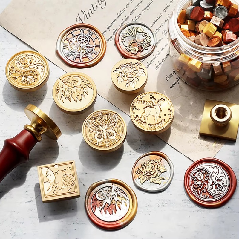 Wax Seal Stamp Set - 9 Wachssiegel + 1 Griff, Wachssiegel-Set,